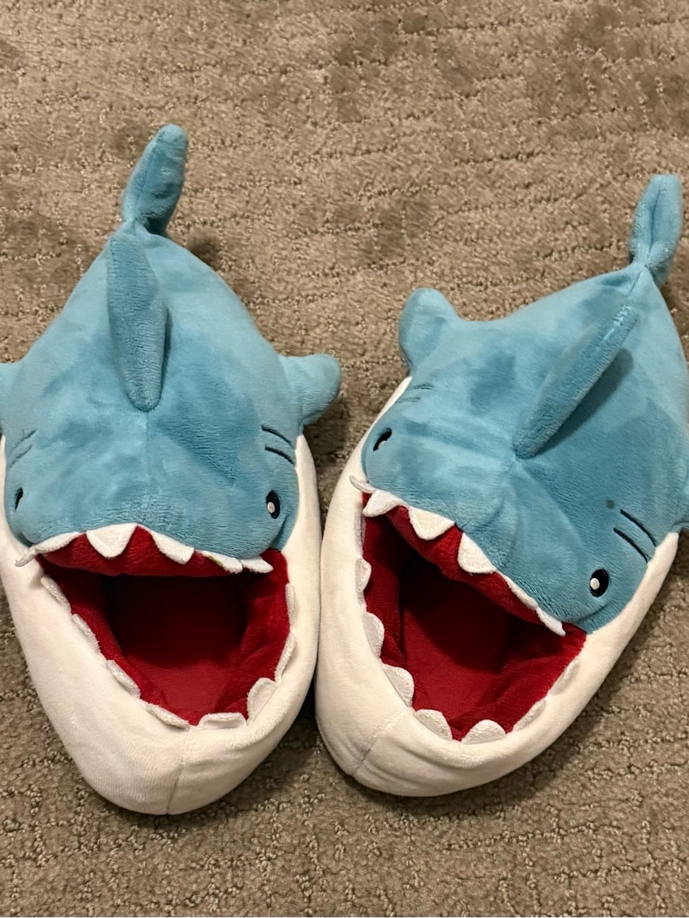 Kids Blue Shark Plush Slip-On Slippers - Cozy Indoor Footwear